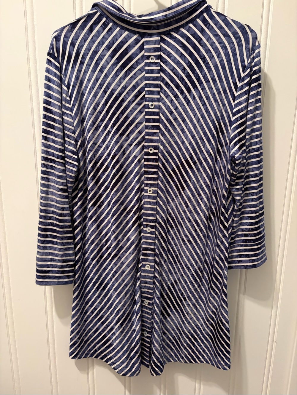 Joseph Ribkoff Blue White Diagonal Stripe Button Front Tunic Size 14 - Picture 9 of 11